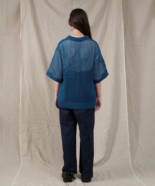ブラウス シャツ Flower embroidery mesh vest レディース ONCILY シャツ FLOWER CODE EMBROIDERY MESH SHIRT / フラワー