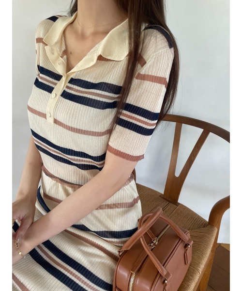 SNIDEL シアーニットポロシャツ セール】シアーニットポロシャツ（ポロシャツ）｜SNIDEL