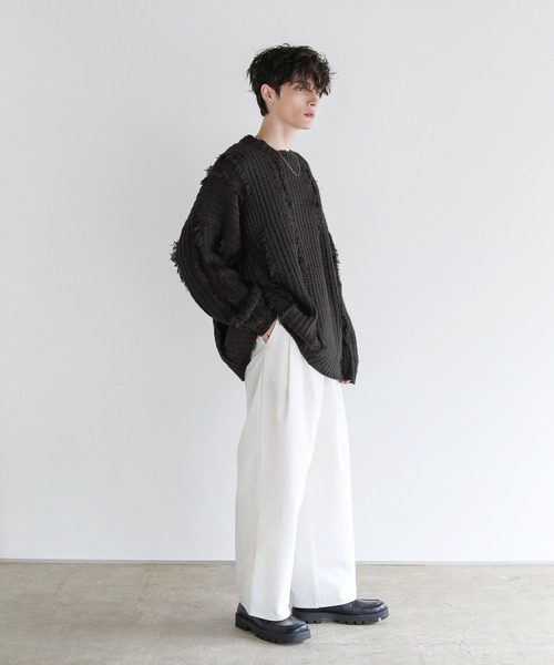 ASTRONOMY セーター ニット ビッグシルエットダメージフリンジケーブル