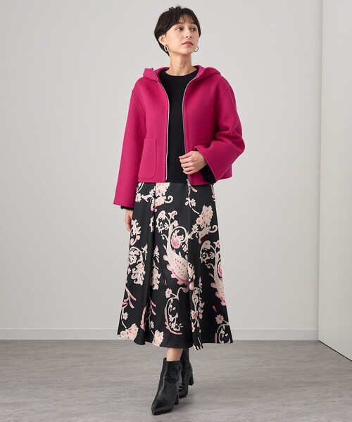 美品✨️アナイ　リバーシャルム　フードコート　フード　ベルト ロング丈　38 ANAYI（アナイ） コート アウター シャルムリバーフードブルゾン