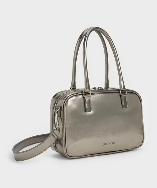 ★CHARLES&KEITH★Sianna Bowling Bag ボーリングバッグ/送料込 Sianna シアンナ テクスチャーボウリングバッグ - ノワール