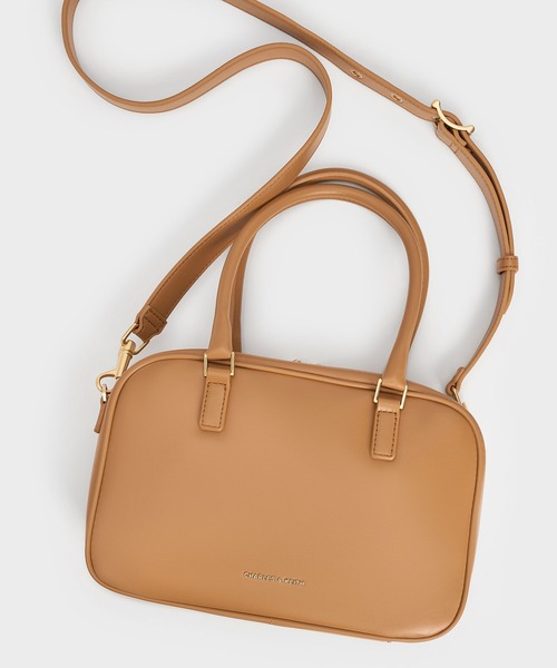 ★CHARLES&KEITH★Sianna Bowling Bag ボーリングバッグ/送料込 CHARLES ＆ KEITH ボストンバッグ Sianna シアンナ テクスチャー