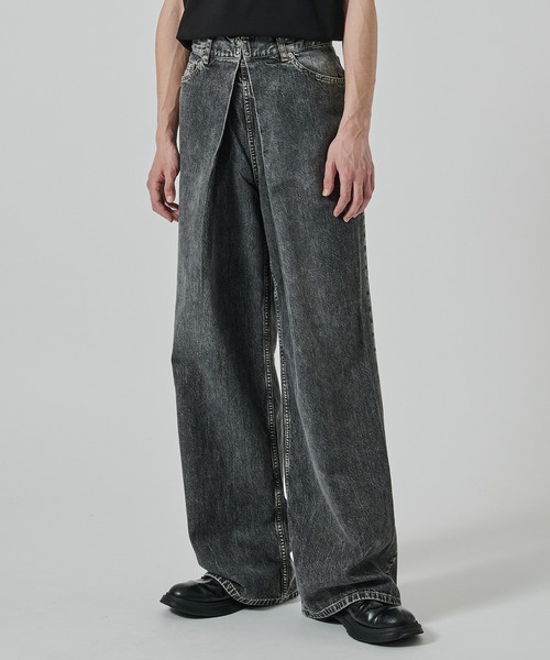 メンズ44 JOHN LAWRENCE SULLIVAN ワイド デニム パンツ JOHN LAWRENCE SULLIVAN ジーンズ WASHED DENIM WIDE PANTS