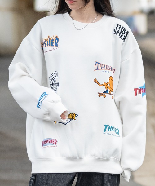 THRASHER - M 80s THRASHER スウェット トレーナー FRUIT 白 USA製 送料無料 M 80s THRASHER スウェット トレーナー FRUIT 白 USA製
