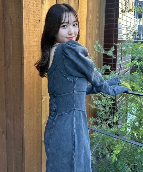 ♡rienda♡ミニワンピ♡ rienda ワンピース デニム風カットタイトミニワンピース