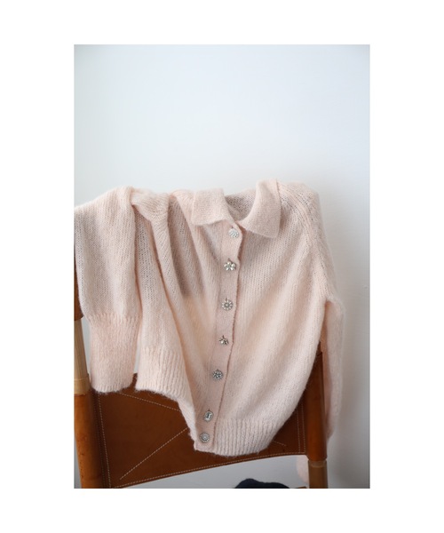 ニット セーター bijou button mohair knit cardigan レディース
