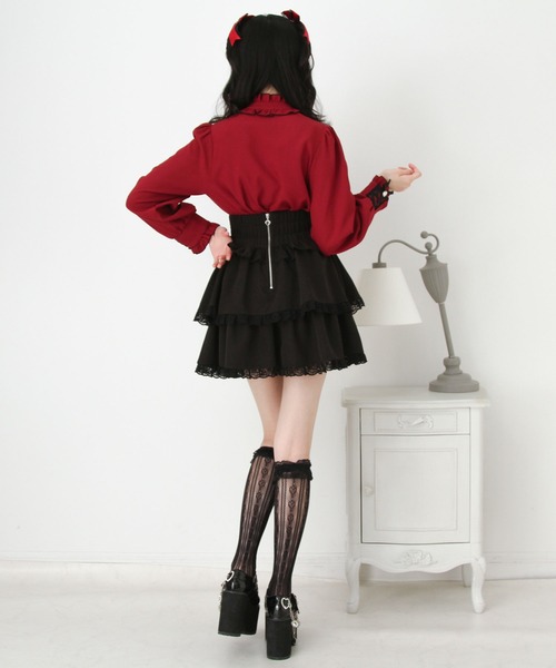 DearMyLove ブラウス シャツ レースアップフリル襟ブラウス レディース