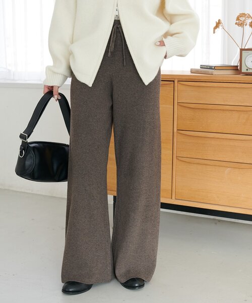 Myysoduk ニットフレアパンツ Myysoduk ニットフレアパンツ サイドスリットトップスXフレアパンツ