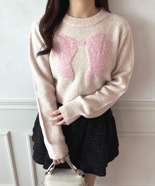 apres jour（アプレジュール） ニット セーター リボンモチーフニット