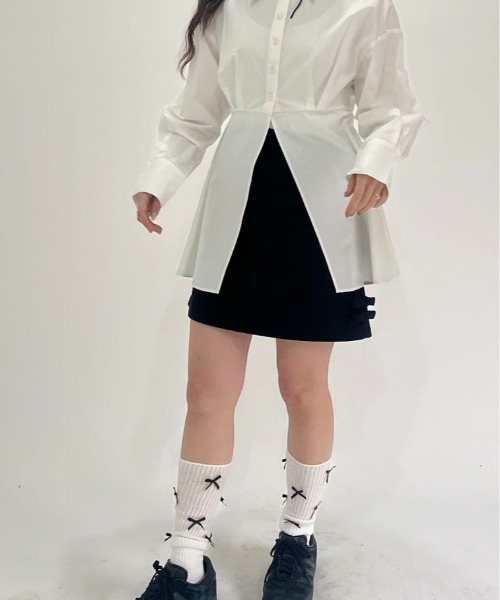 hugi スカート DOUBLE RIBBON MINI SKIRT/ダブルリボンミニスカート
