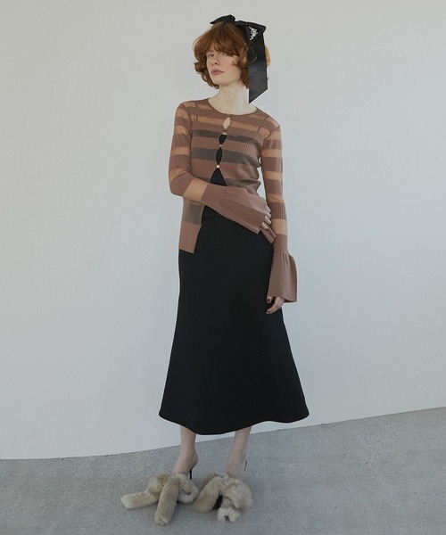 ニット セーター シアーリブストライプニット / Sheer Rib Stripes Knit レディース