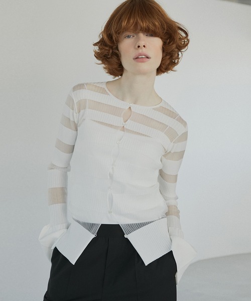 ニット セーター sheer stripe knit / シアーストライプニット レディース LE CIEL BLEU ニット セーター シアーリブストライプニット