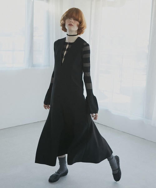 ニット セーター sheer stripe knit / シアーストライプニット レディース LE CIEL BLEU ニット セーター シアーリブストライプニット