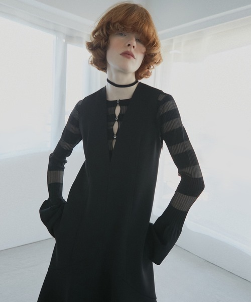 ニット セーター sheer stripe knit / シアーストライプニット レディース セール】シアーリブストライプニット / Sheer Rib Stripes Knit
