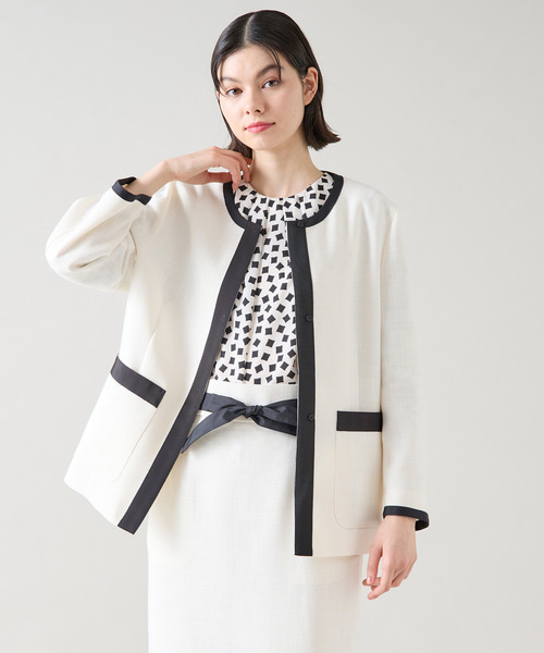 Tiara（ティアラ） ジャケット ノーカラージャケット バイカラー