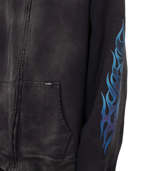 KAMIYA パーカー “KMY-FIRE” Distressed Zip-up Hoodie メンズ