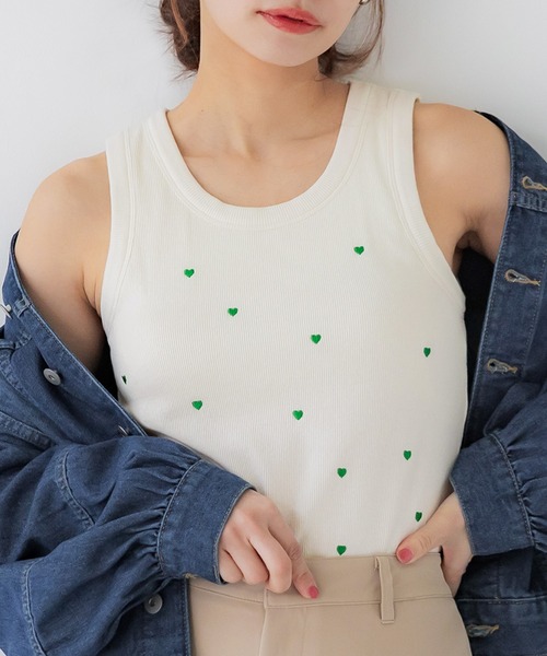タンクトップ ノースリーブ 刺繍タンクトップ レディース FUNALIVE タンクトップ ノースリーブ カップ付き花柄レース
