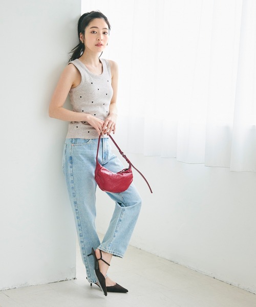 coca タンクトップ ノースリーブ OUT BRAカップ付ハート刺繍