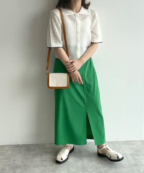 「w closet」 ニットカーディガン FREE イエロー レディース_画像2