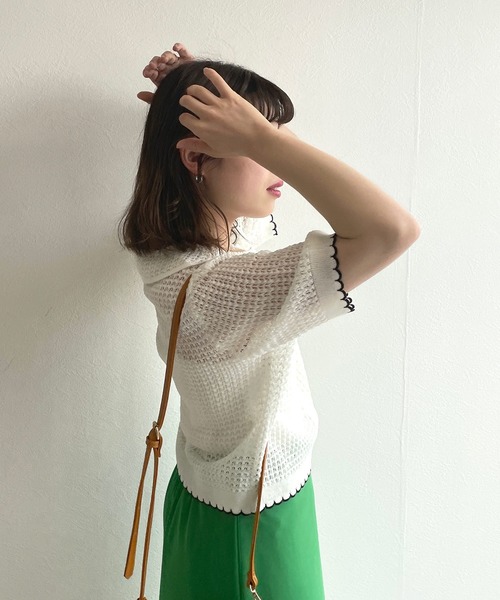 「w closet」 ニットカーディガン FREE イエロー レディース_画像3