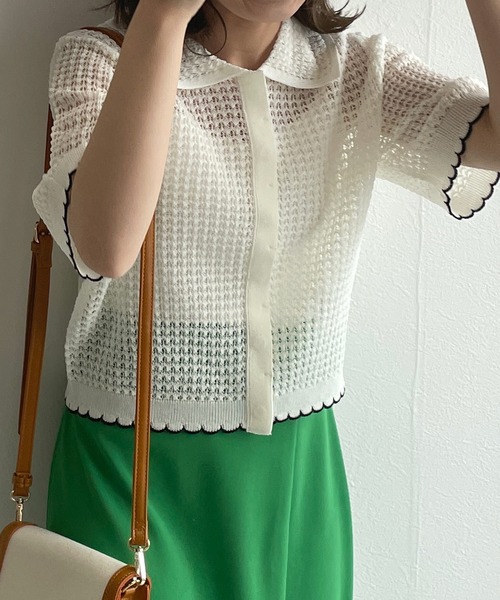 「w closet」 ニットカーディガン FREE イエロー レディース_画像4