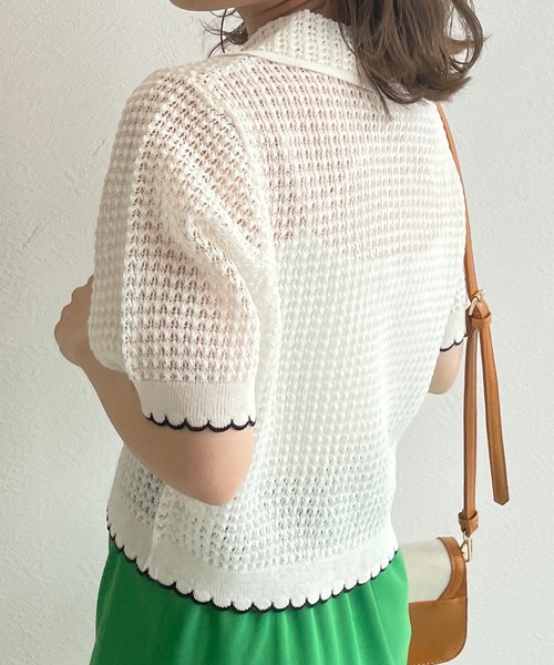 「w closet」 ニットカーディガン FREE イエロー レディース_画像7