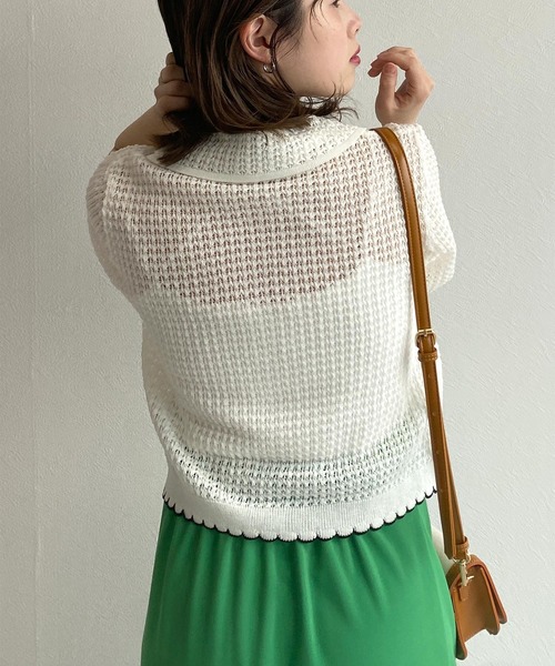 「w closet」 ニットカーディガン FREE イエロー レディース_画像9