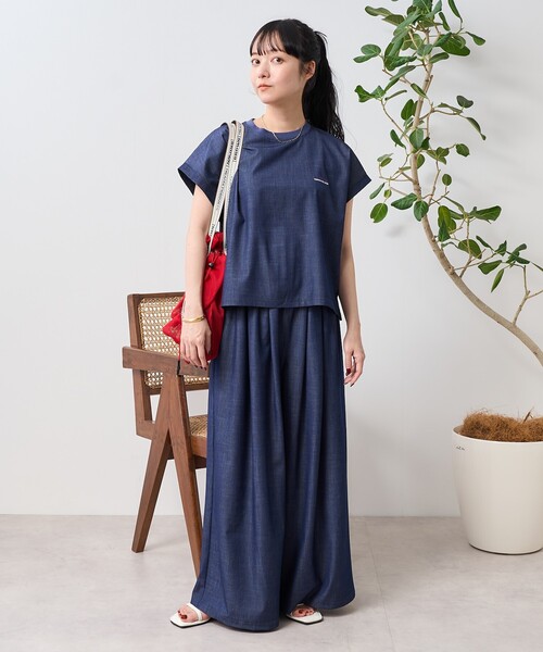 美品♡FREAKSstoreセットアップ  テンセルデニム刺繍 THOUSAND MILE/ベルトキャミソール パンツ セットアップ