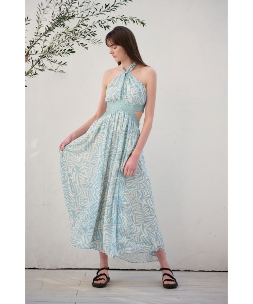 Estella.K ワンピース Cecilia Open Back Dress プリントカットアウト