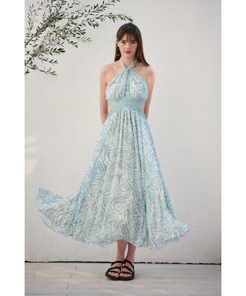 Estella.K ワンピース Cecilia Open Back Dress プリントカットアウト