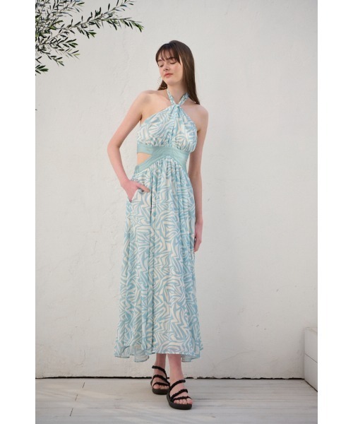Estella.K ワンピース Cecilia Open Back Dress プリントカットアウト