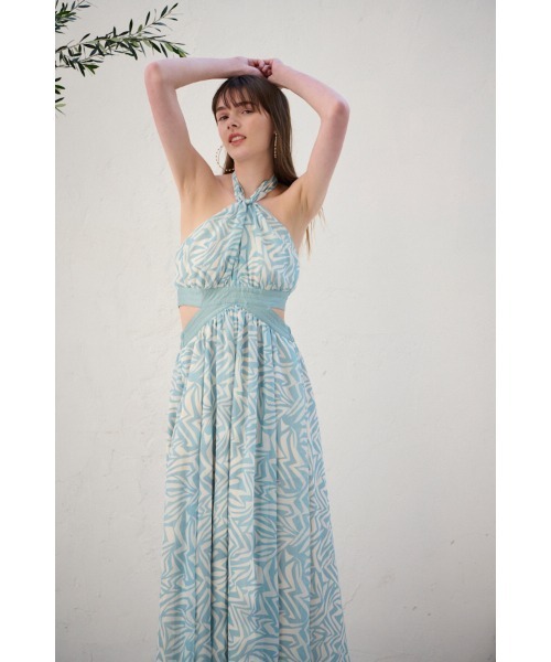 Estella.K ワンピース Cecilia Open Back Dress プリントカットアウト