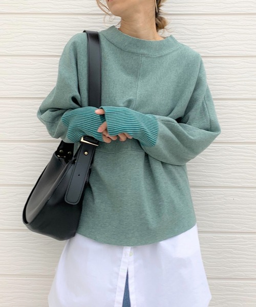 Q ドルマンスリーブニット MEDIUM セージグリーン レディース