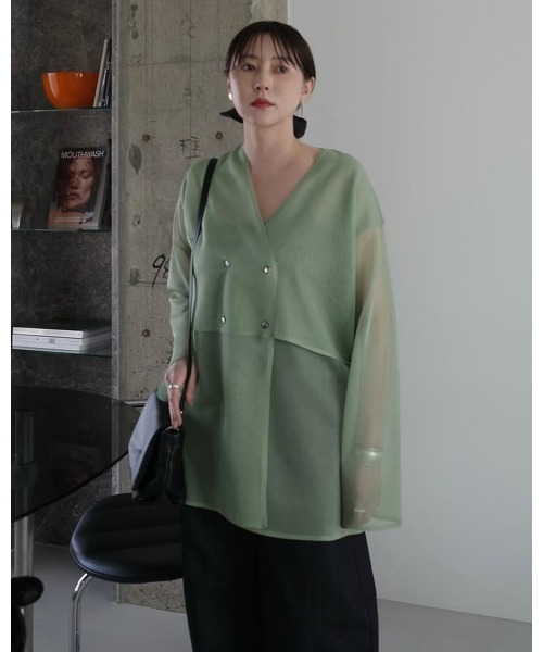 MANOF（マノフ） カーディガン SHEER LAYER CARDIGAN レディース