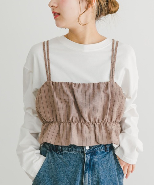 ITEMS URBANRESEARCH ストライプシャーリングビスチェ
