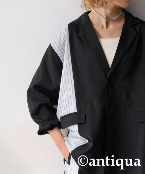 antiqua ジャケット テーラードジャケット 切り替えストライプ