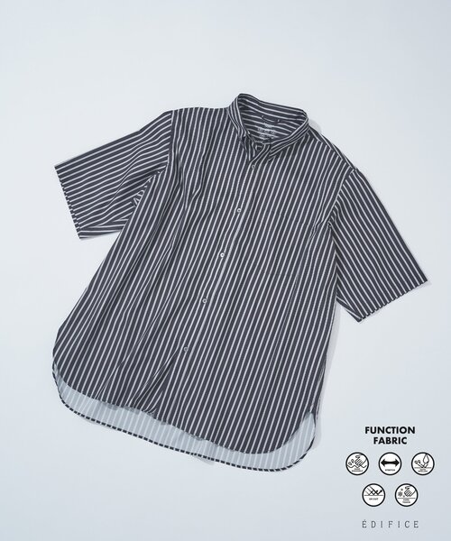 ENFOLD ストライプ ボタンアップシャツ　サイズ38 ENFOLD ワイドスリーブBIG SHIRT – COLDBECK ONLINE