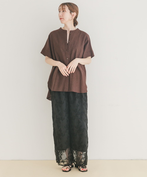 ITEMS URBANRESEARCH ブラウス シャツ リネンレーヨンフレンチ