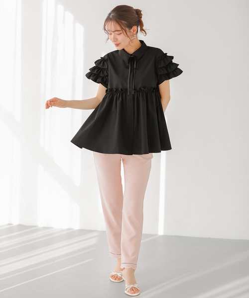 Fitmore  完売　はしご裾パールテーパードパンツ ZOZO限定商品】はしご裾パールテーパードパンツ（スラックス