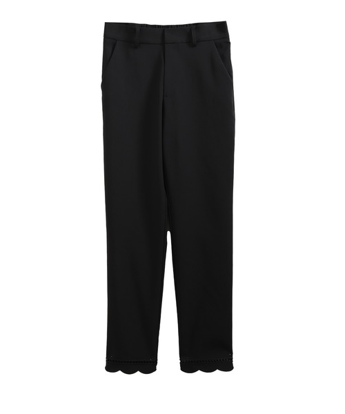 Fit more パンツ はしごスカラップテーパードパンツ レディース