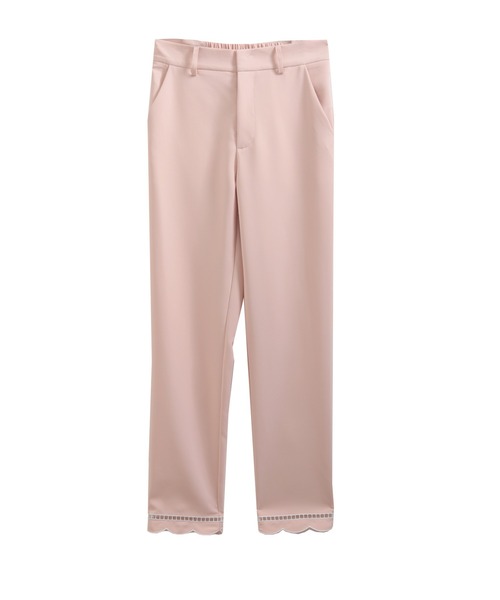 Fit more パンツ はしごスカラップテーパードパンツ レディース