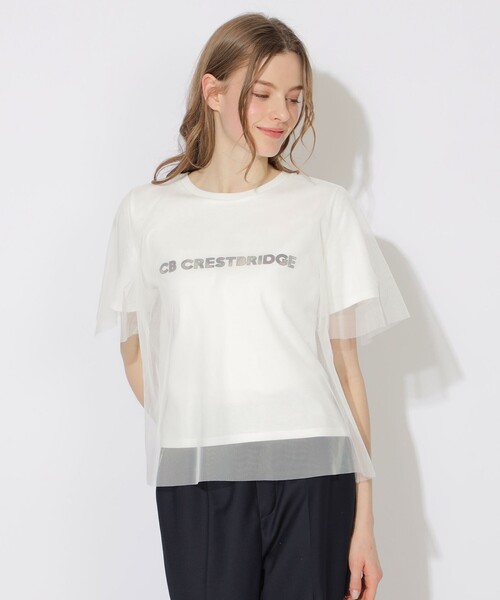 tシャツ オーバーラップシアーロゴT レディース