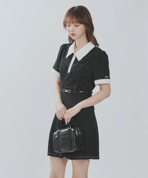 ララーナ レトロクラシックポロワンピース ネイビー レトロクラシックポロワンピース / Retro classic polo onepiece