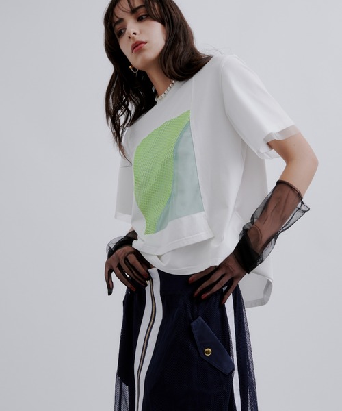 未使用級！AULA AILA デニムコンビネーションプルオーバー　ホワイト DENIM COMBINATION BLOUSON — aulaaila