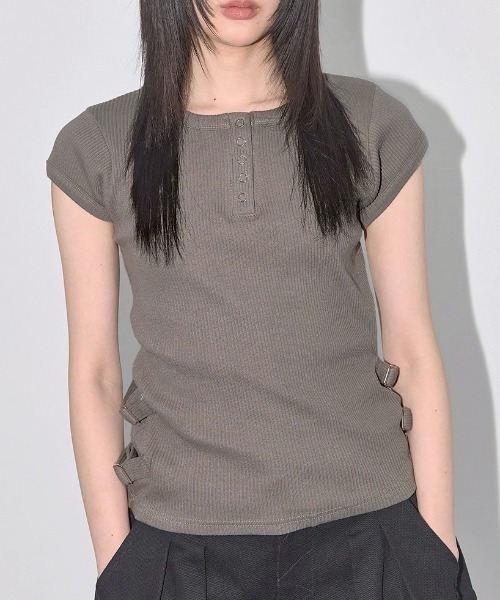 【FANCY CLUB】SIDE BUCKLE RIBBED TEE Tシャツ / 追跡付 FANCY CLUB tシャツ 「FANCY CLUB」SIDE BUCKLE RIBBED TEE