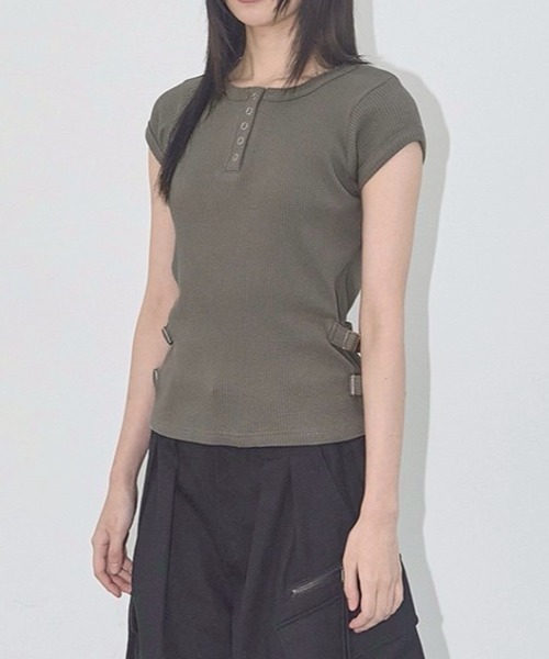 [FANCY CLUB] Tシャツ 半袖 SIDE BUCKLE RIBBED TEE (2color) FANCY CLUB tシャツ 「FANCY CLUB」SIDE BUCKLE RIBBED TEE