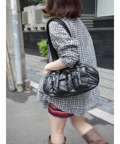 DIESEL ミニボストン ハンドバッグ メタルロゴ ナイロン ブラック コルデ COLDE ナイロンミニボストン （ブラック） -靴＆ファッション