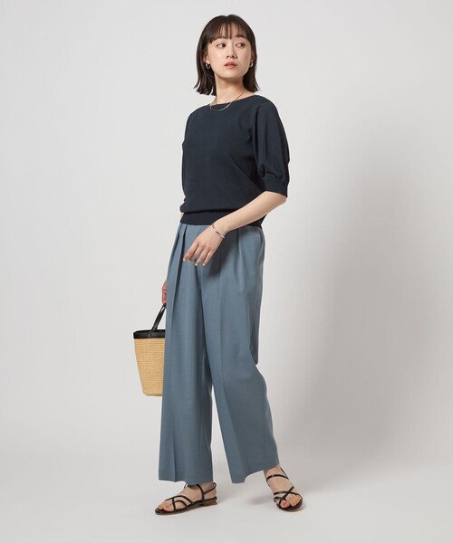 美品✦CORROSE タックニットセーター M-L グリーン ウッドボタン green label relaxing ニット セーター KOKAGE フォルム