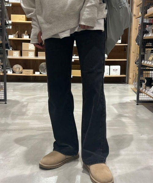 [ISOOK] обработка Denim брюки M черный женский 