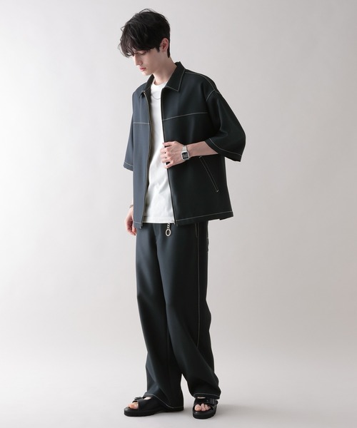 シャツ 「セットアップ対応」配色ステッチ/オーバーサイズシャツ メンズ | RAGEBLUE | 24